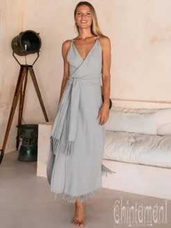 Chintamani Alchemistry Sleeveless Raw Wrap Dress / Gray^ Wrap Dress