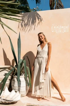 Chintamani Alchemistry Sleeveless Raw Wrap Dress / Off White^ Wrap Dress