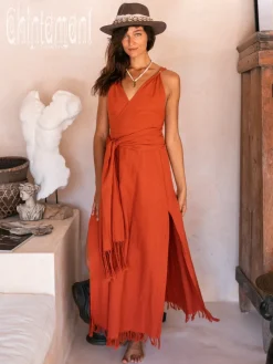 Chintamani Alchemistry Sleeveless Raw Wrap Dress / Red Ochre^ Wrap Dress