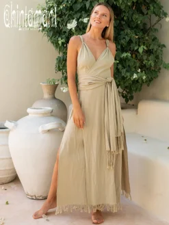 Chintamani Alchemistry Sleeveless Raw Wrap Dress / Sage^ Wrap Dress