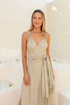 Chintamani Alchemistry Sleeveless Raw Wrap Dress / Sage^ Wrap Dress