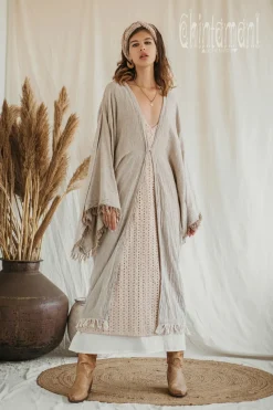 Chintamani Alchemistry Wide Sleeve Kimono/ Beige^ Kimono & Cover Up