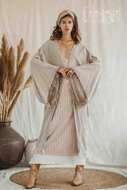 Chintamani Alchemistry Wide Sleeve Kimono/ Beige^ Kimono & Cover Up
