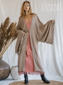 Chintamani Alchemistry Wide Sleeve Kimono / Coffee^ Kimono & Cover Up
