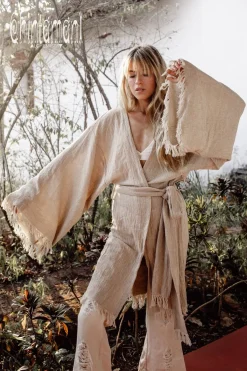 Chintamani Alchemistry Wide Sleeve Short Kimono / Beige^ Kimono & Cover Up