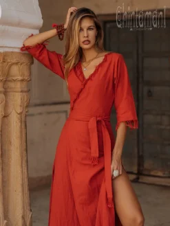 Chintamani Alchemistry Wrap Boho Dress / Red Ochre^ Wrap Dress