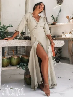 Chintamani Alchemistry Wrap Boho Dress / Sage Green^ Wrap Dress