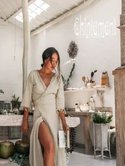 Chintamani Alchemistry Wrap Boho Dress / Sage Green^ Wrap Dress